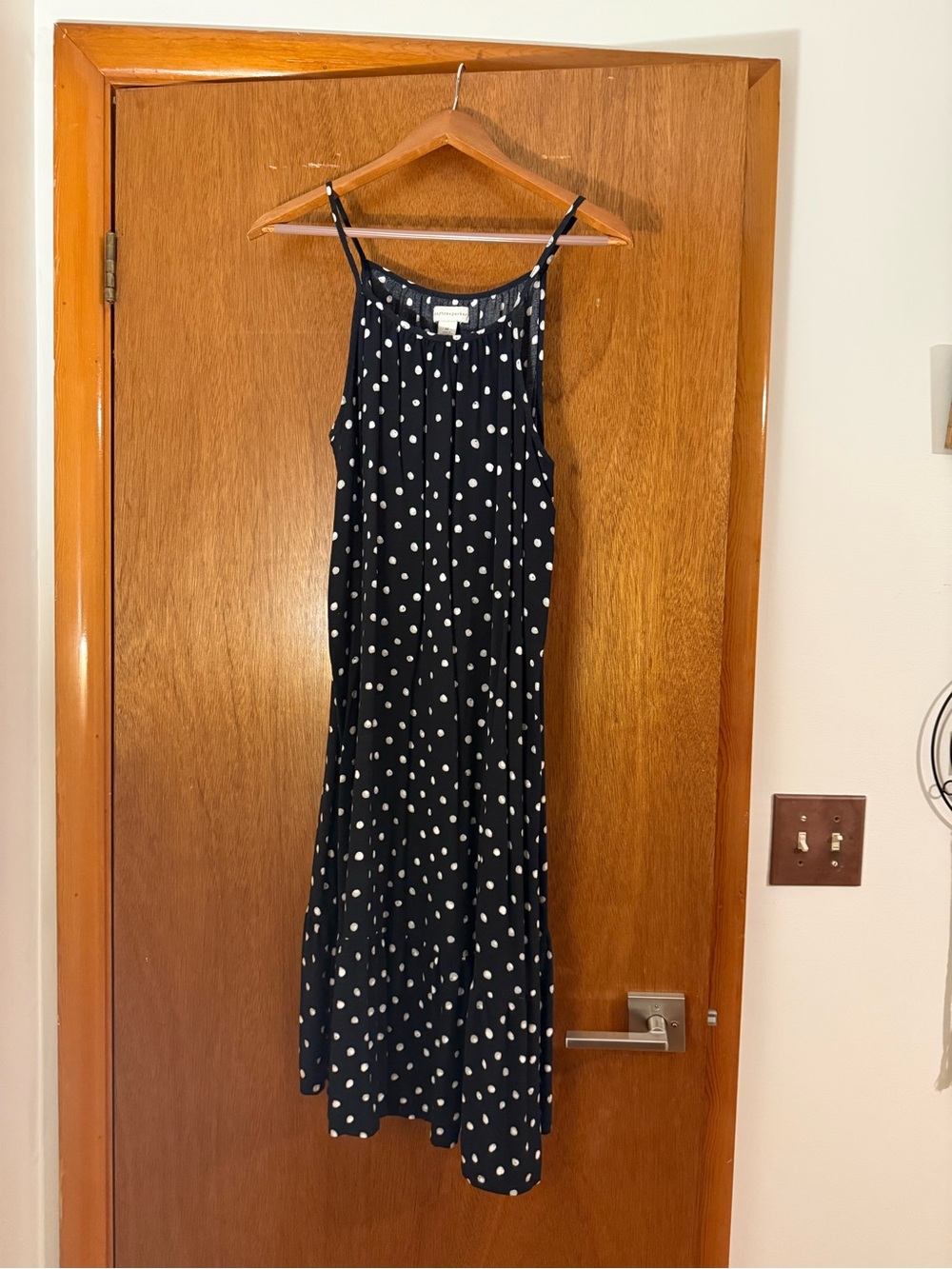 Black and White Polka Dot Slip Dress with Spaghetti Straps